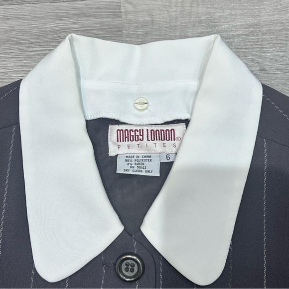 Maggie London vintage gray pinstriped Pant Suit sz 6P - Picture 3 of 13